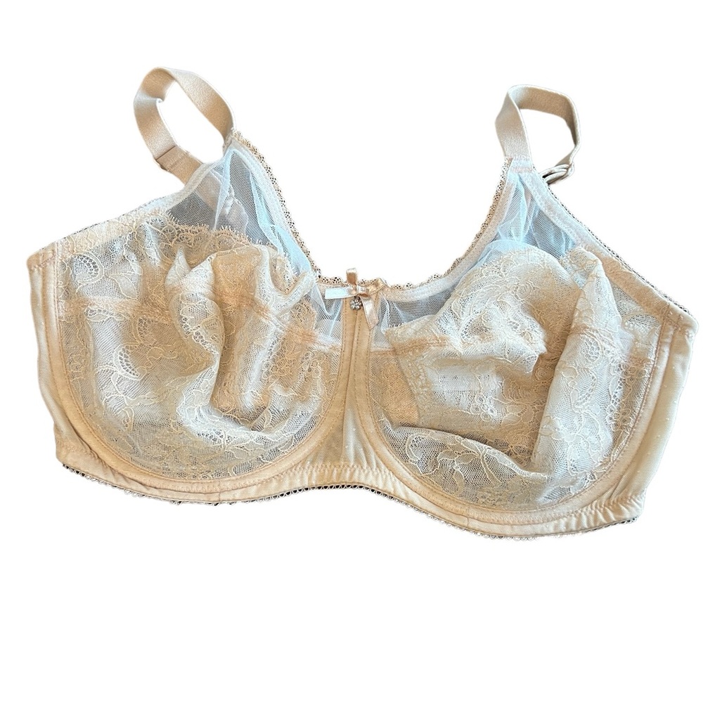 Wacoal women’s bra 36DDD t-shirt halo nude lace underwire bra full figure EUC